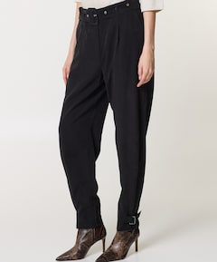 Bandjes bij de zoom dames broek zwart