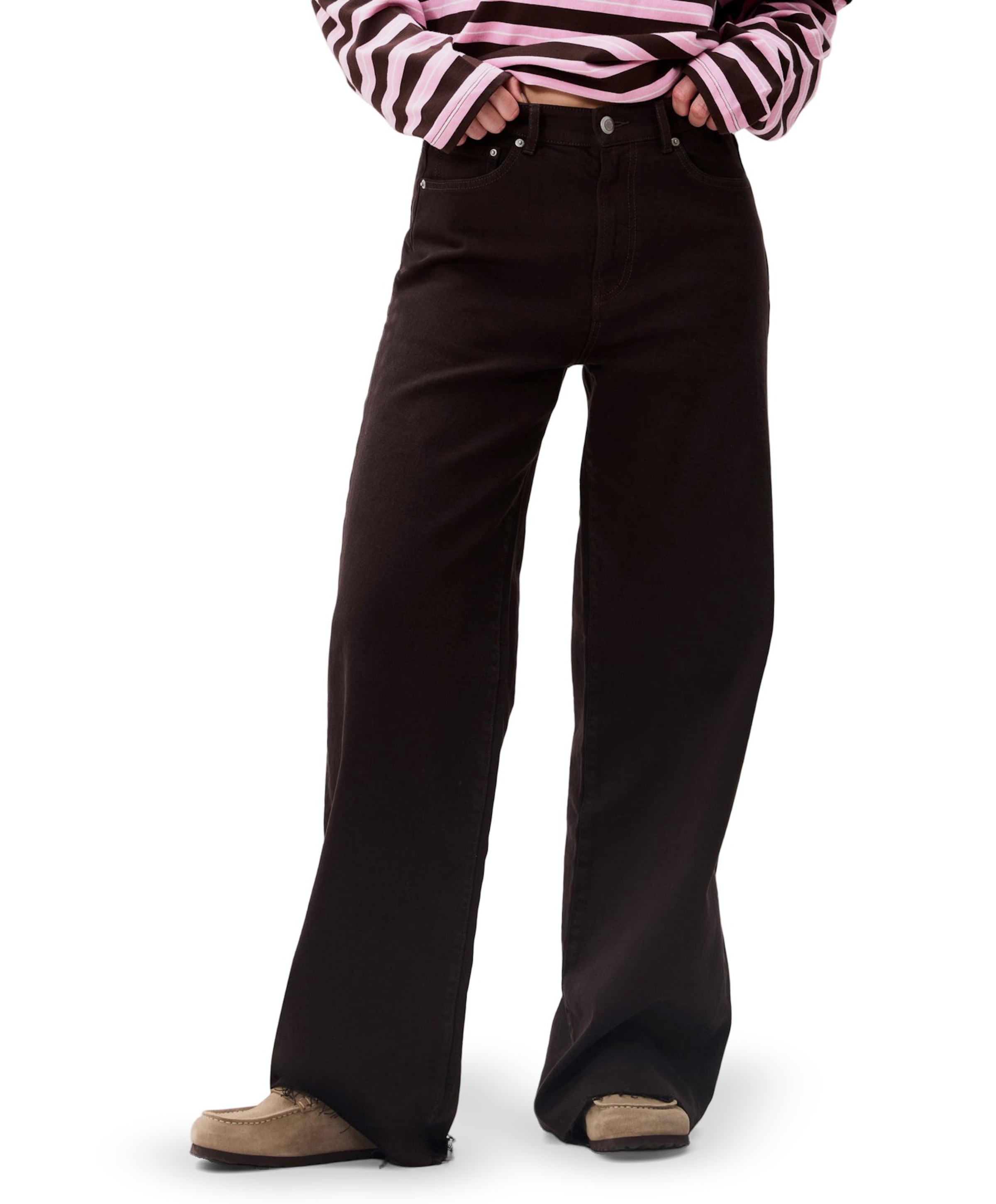 Loose fit jeans dames jeans bruin