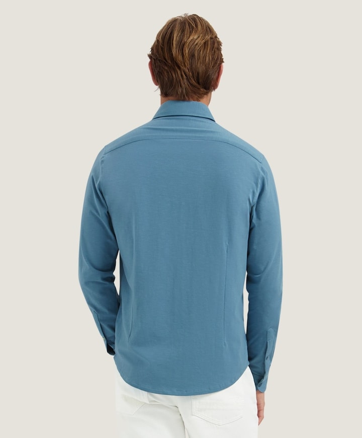 Heren overhemd lange mouw blauw