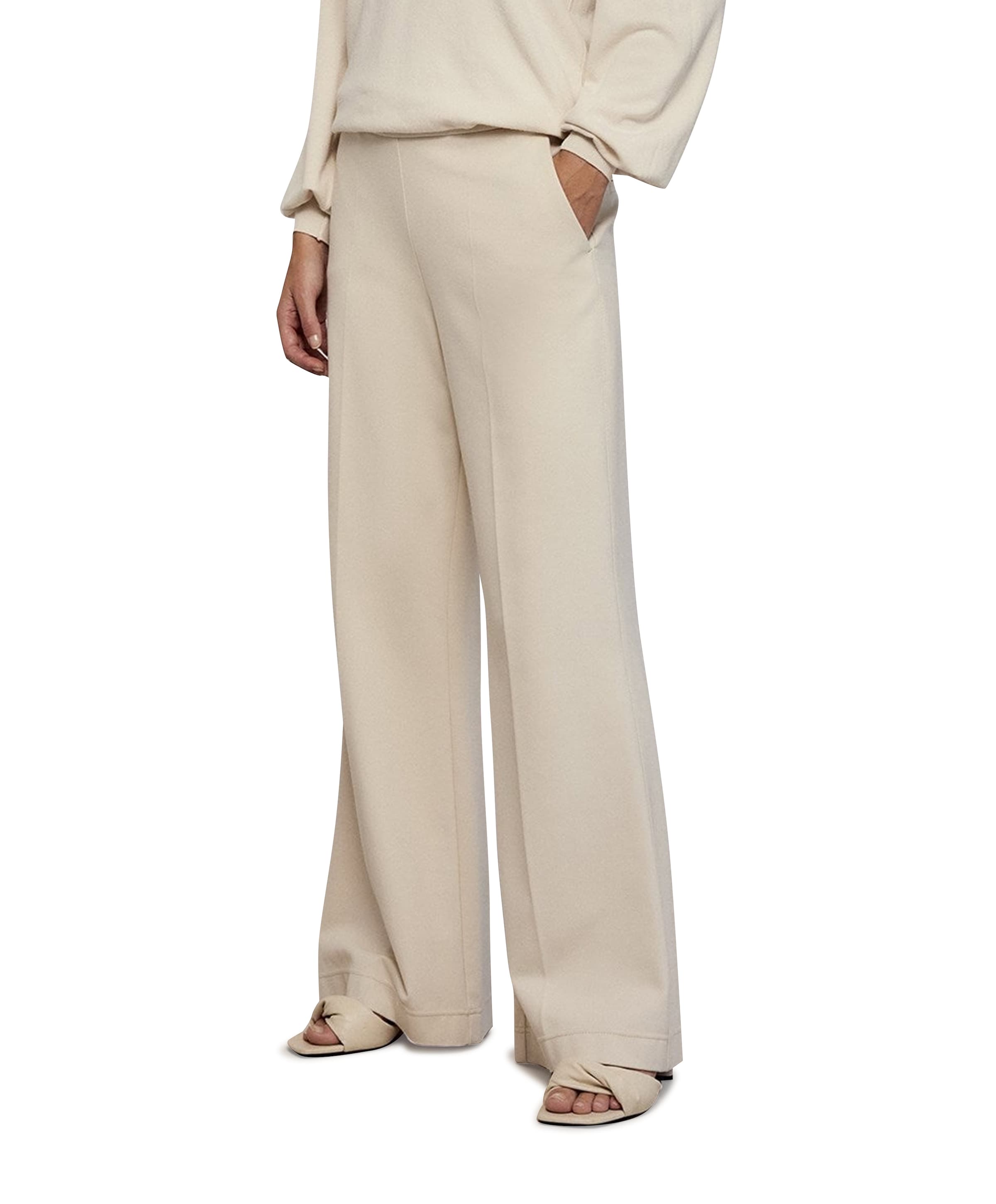 Trousers boot cut punto milano (4s2197) ecru