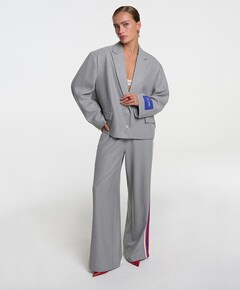 COATED HERRINGBONE broek grijs