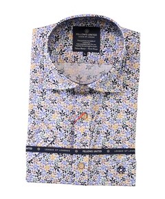 Heren overhemd korte mouw blauw