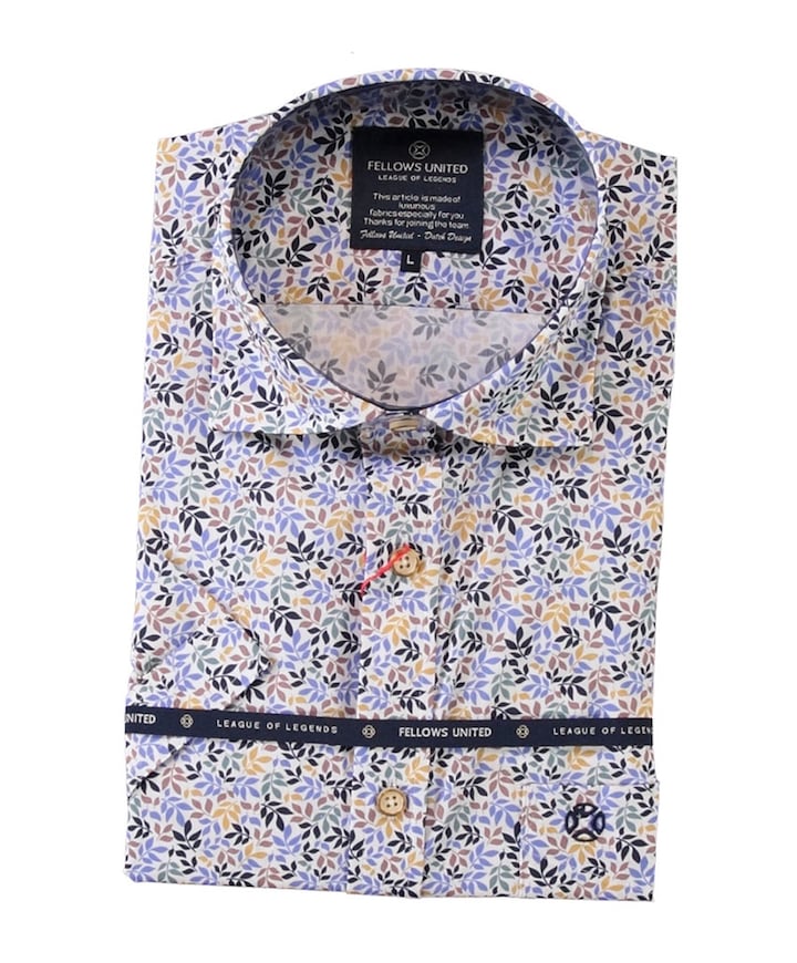 Heren overhemd korte mouw blauw