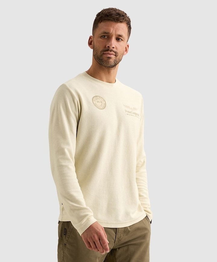 Heren longsleeve ecru