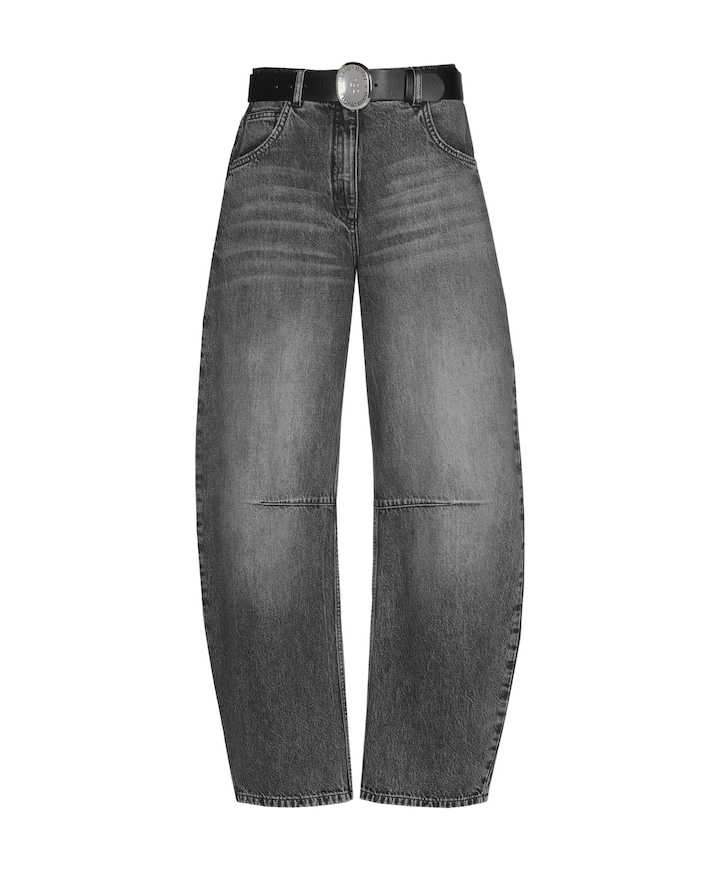 Broek-jeans-effen-baggy dames jeans grijs