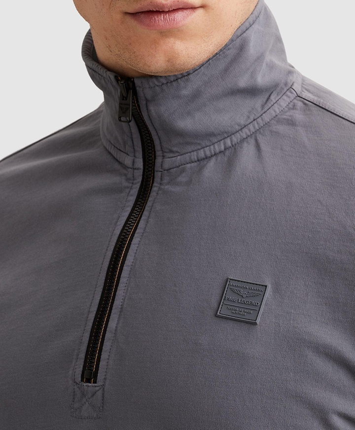 Heren trui met rits blauw