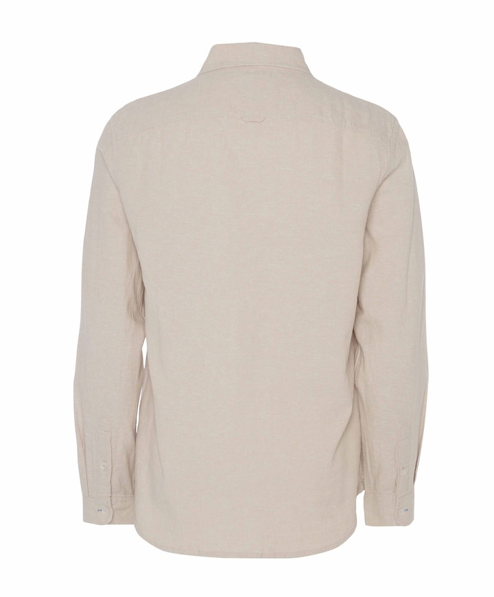 Heren overhemd lange mouw beige