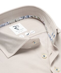 Heren overhemd lange mouw beige