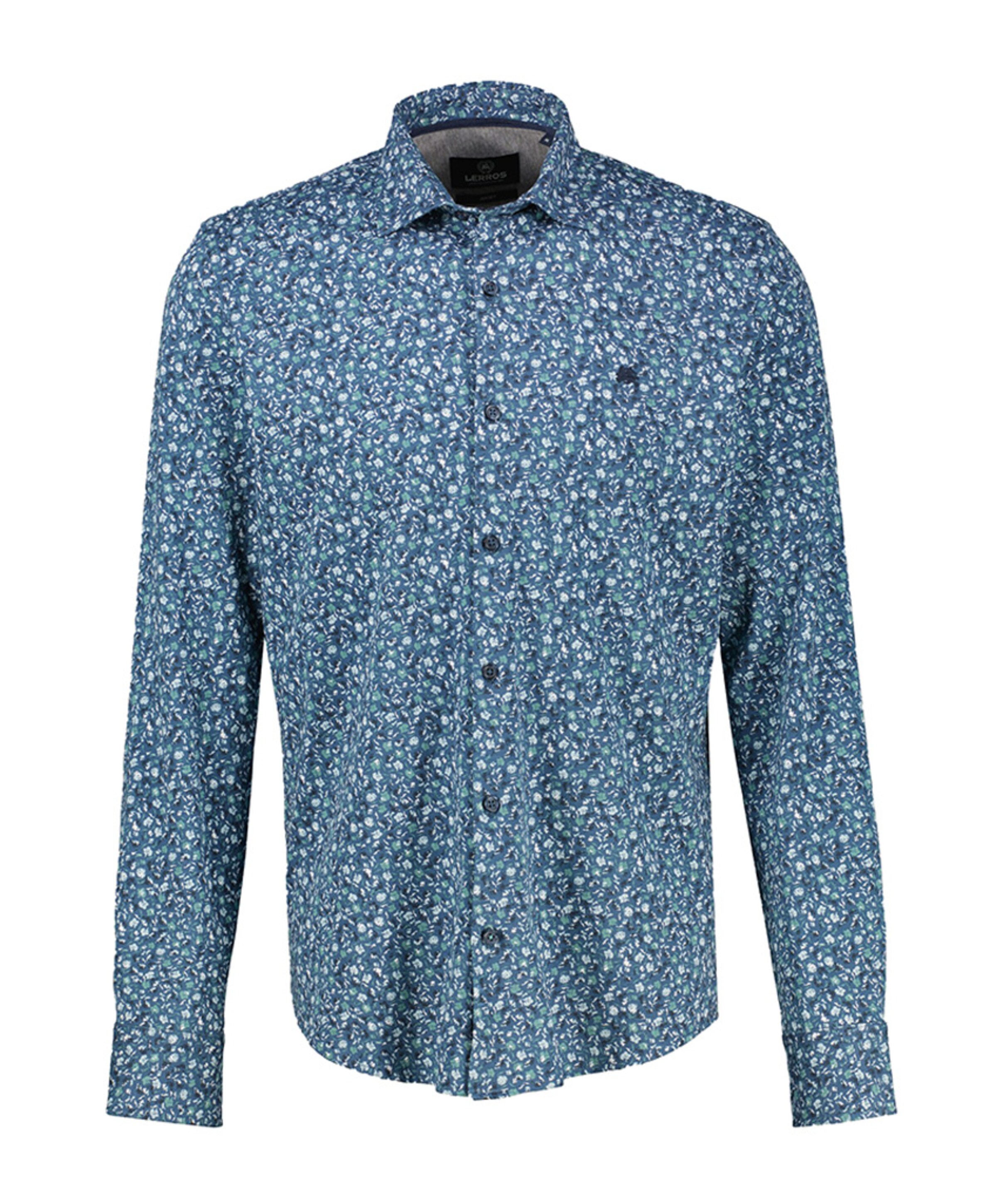 Heren overhemd lange mouw blauw