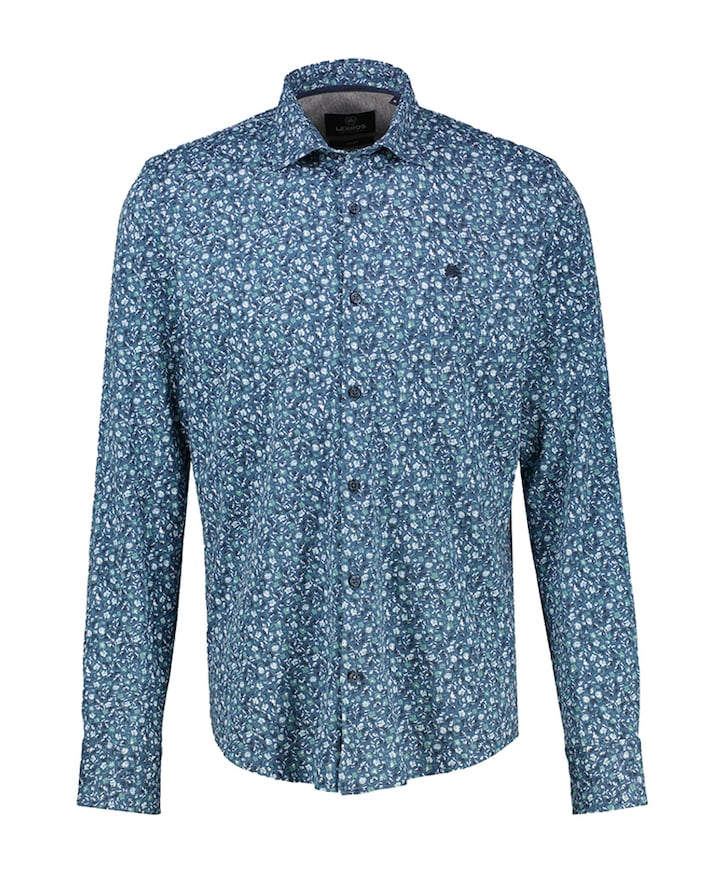 Heren overhemd lange mouw blauw