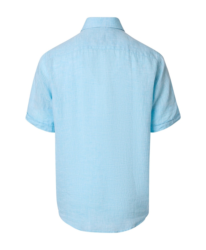 Heren overhemd korte mouw blauw