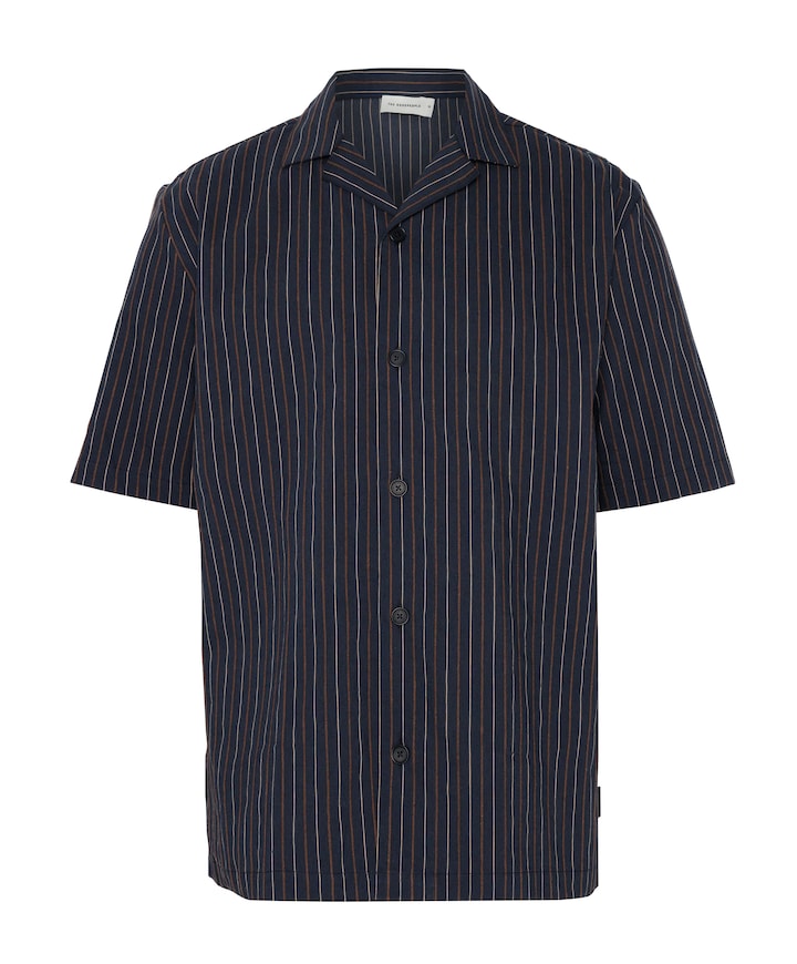 Heren overhemd korte mouw blauw