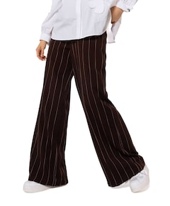 linnen gestreept recht dames broek bruin