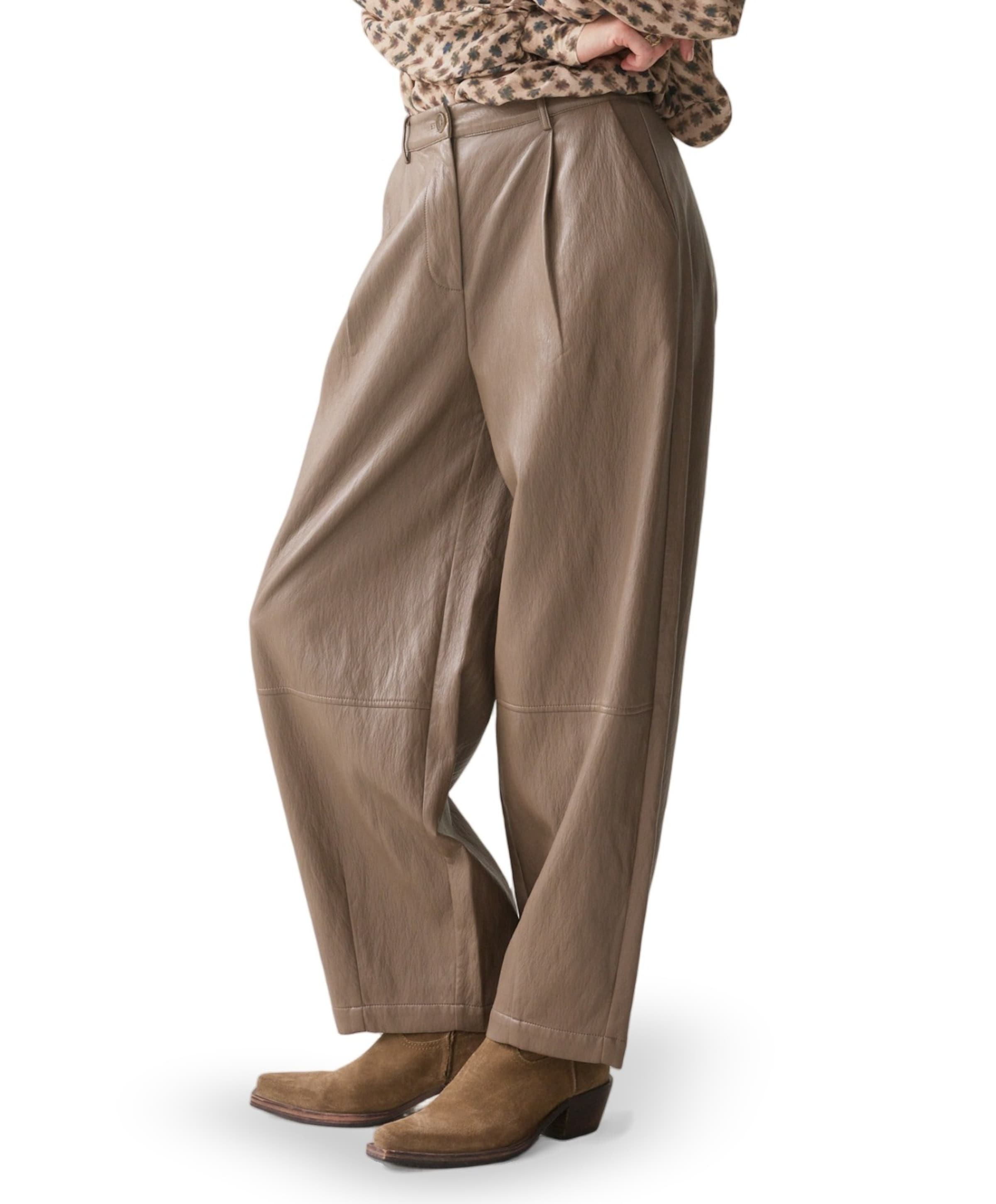 Balloon trouser Soft faux leather dames broek beige