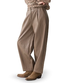 Balloon trouser Soft faux leather dames broek beige