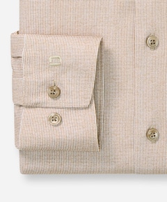 Heren overhemd lange mouw beige