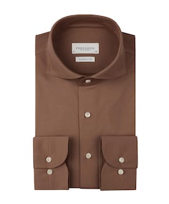 Heren overhemd lange mouw bruin