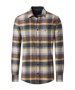 Heren overhemd lange mouw bruin