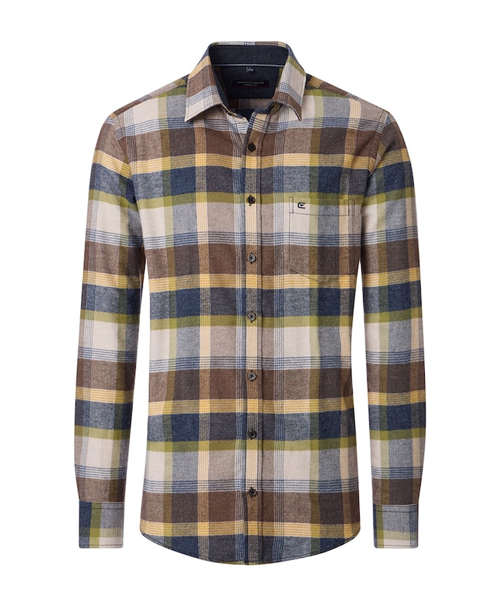 Heren overhemd lange mouw bruin