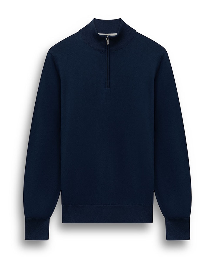 Heren trui met rits blauw