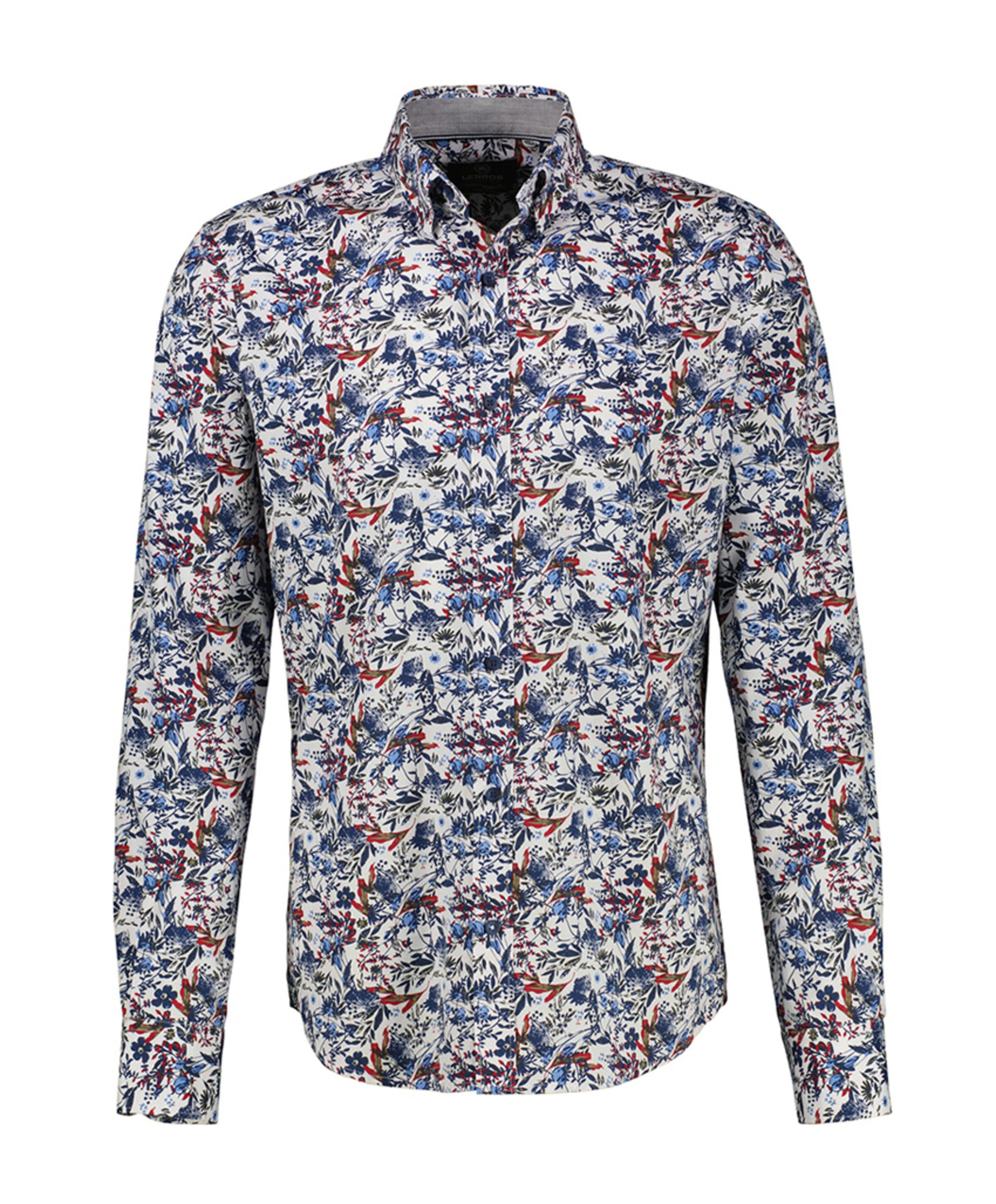 Heren overhemd lange mouw blauw