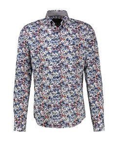 Heren overhemd lange mouw blauw