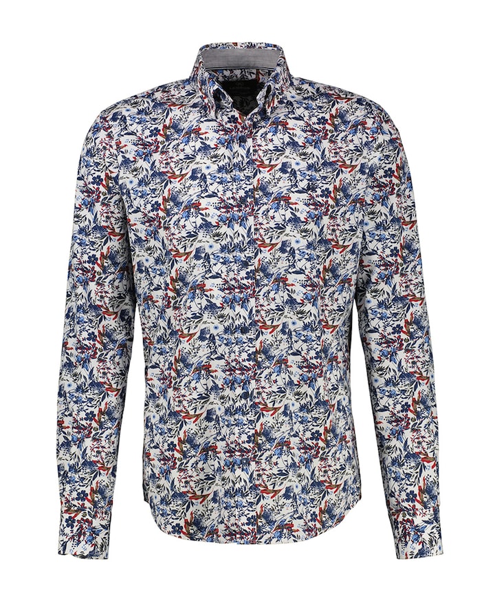 Heren overhemd lange mouw blauw