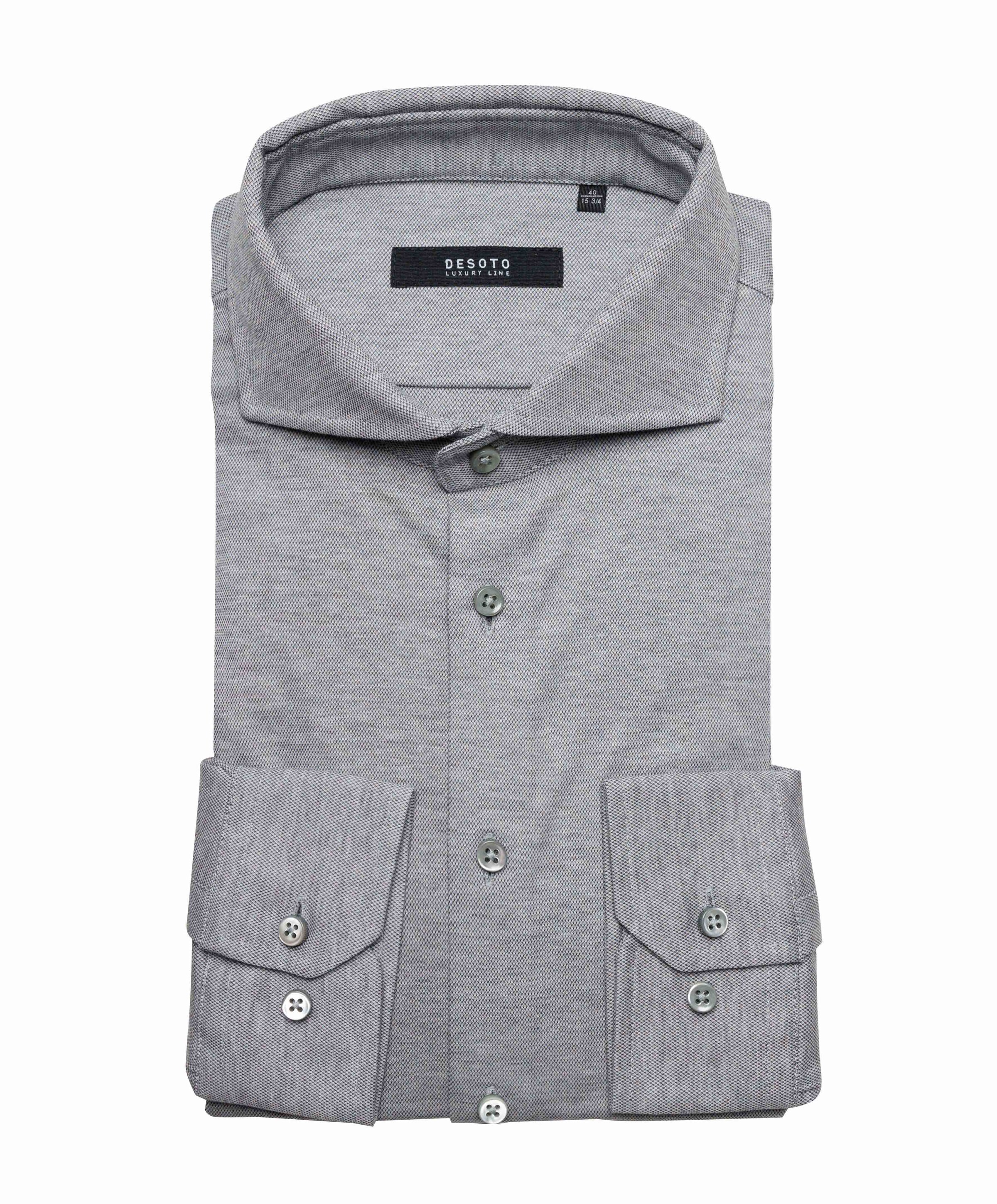 Heren overhemd lange mouw grijs