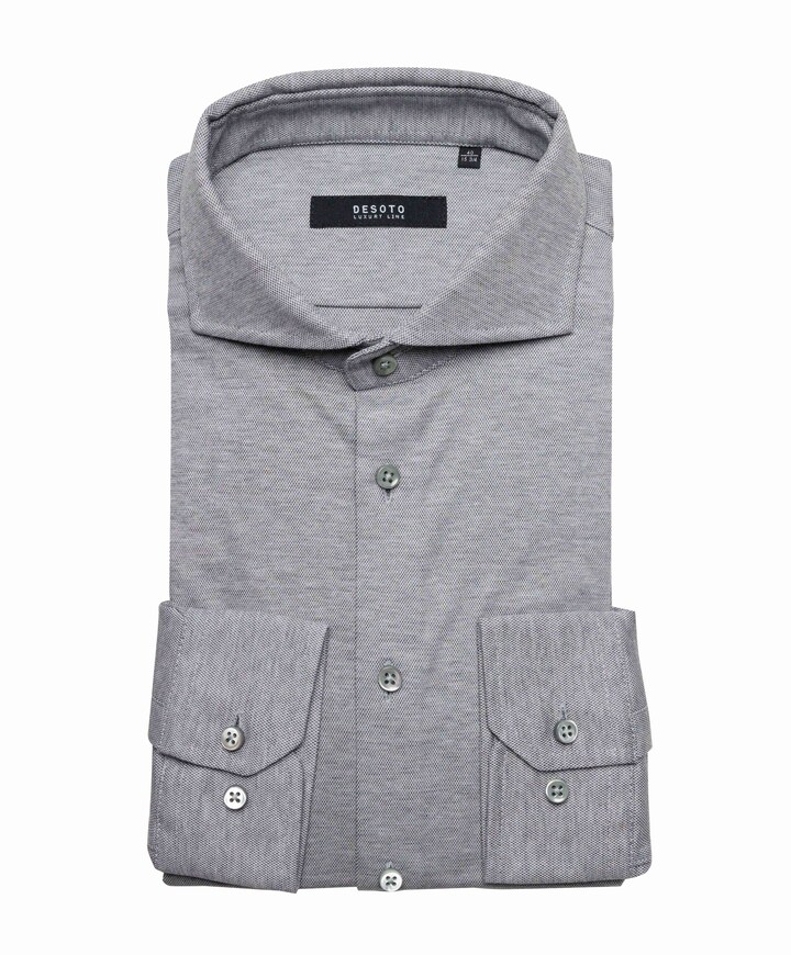 Heren overhemd lange mouw grijs