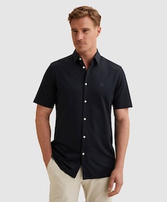 Heren overhemd korte mouw blauw