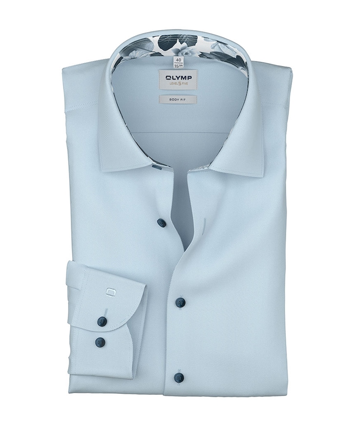 Heren overhemd lange mouw blauw