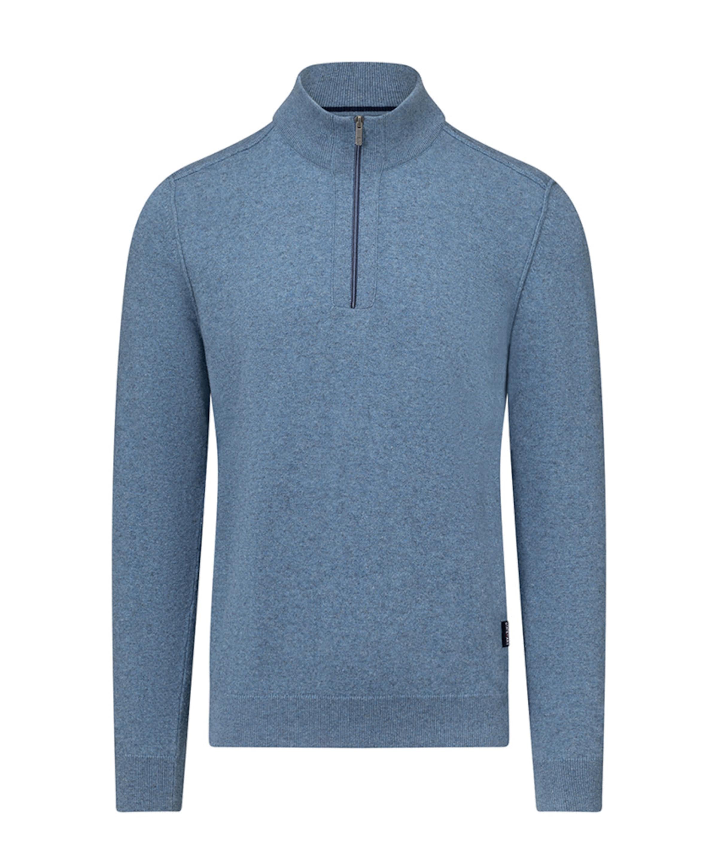 Heren trui met rits blauw