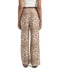 Leopard print broek beige