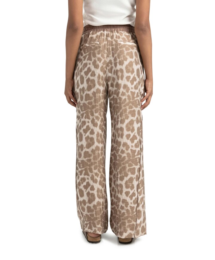 Leopard print broek beige