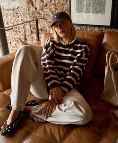 Denim with turned-up hem broek beige