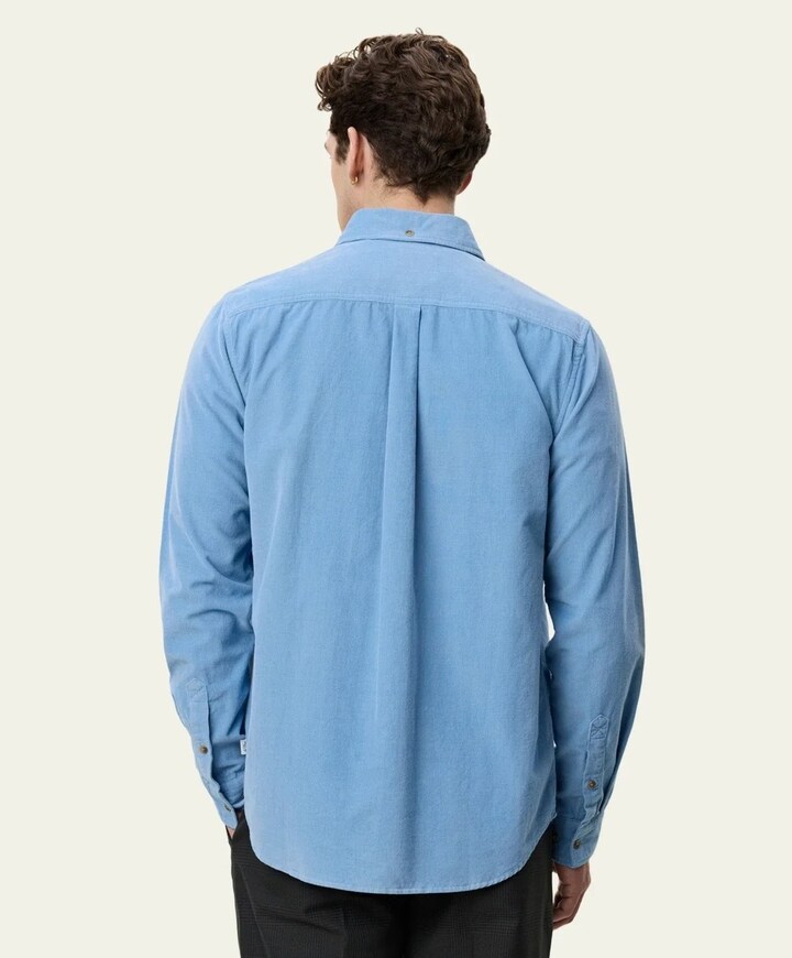 Heren overhemd lange mouw blauw