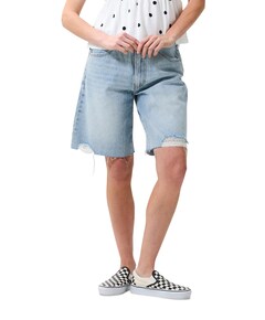 Loose fit damaged dames jorts blauw