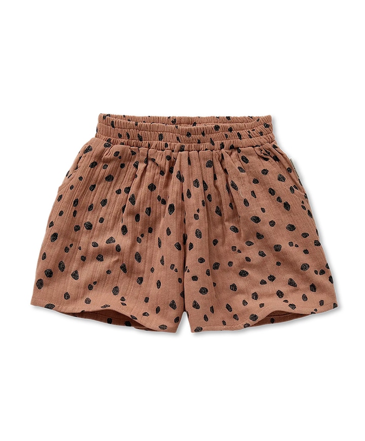 Muslin animal print meisjes korte broek bruin