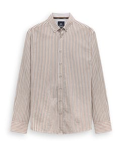 Heren overhemd lange mouw bruin