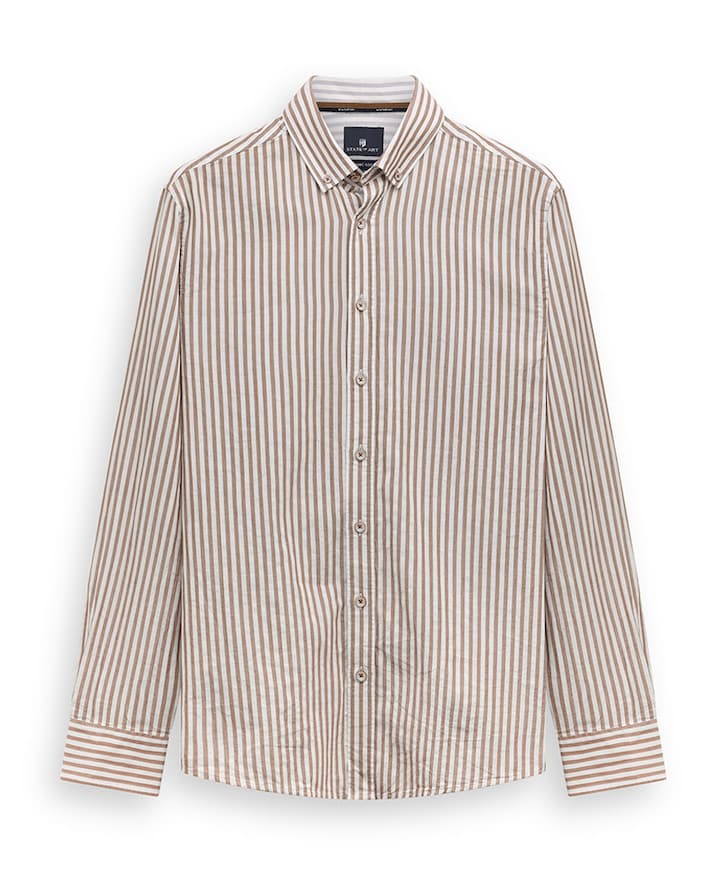 Heren overhemd lange mouw bruin