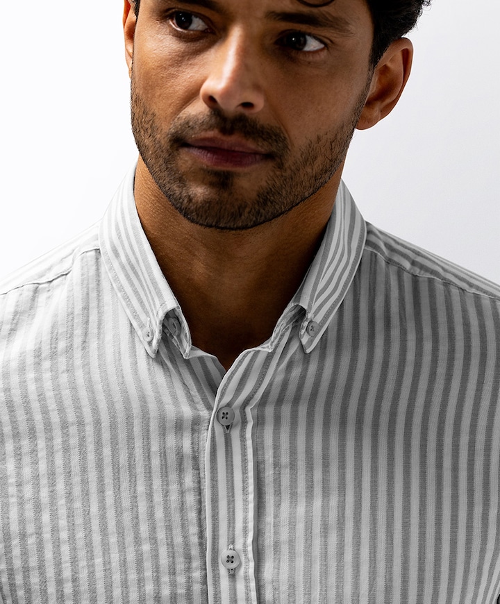 Heren overhemd lange mouw blauw