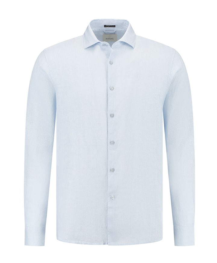 Heren overhemd lange mouw blauw