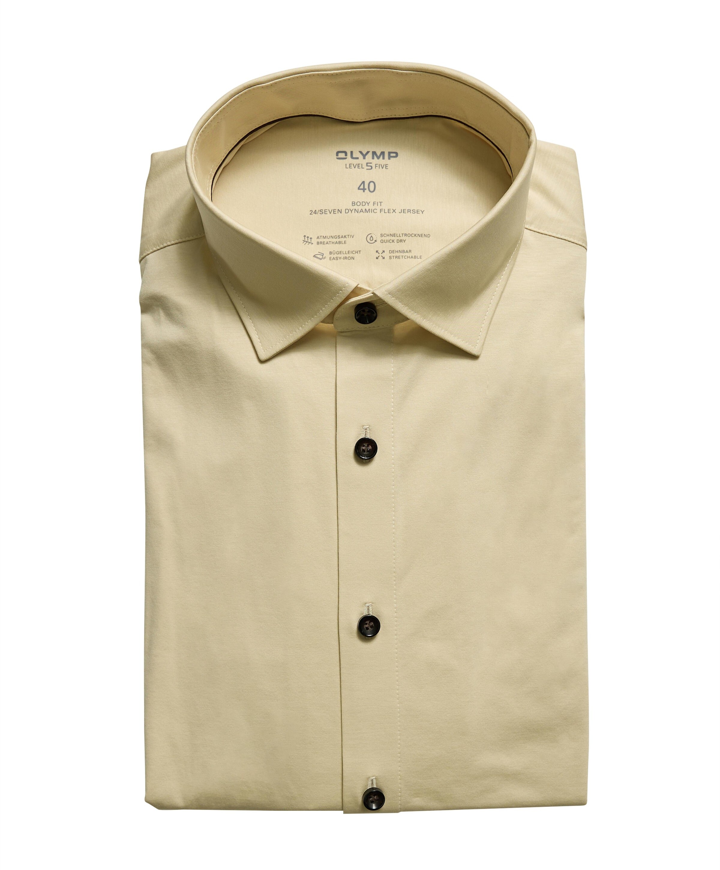 Heren overhemd lange mouw beige