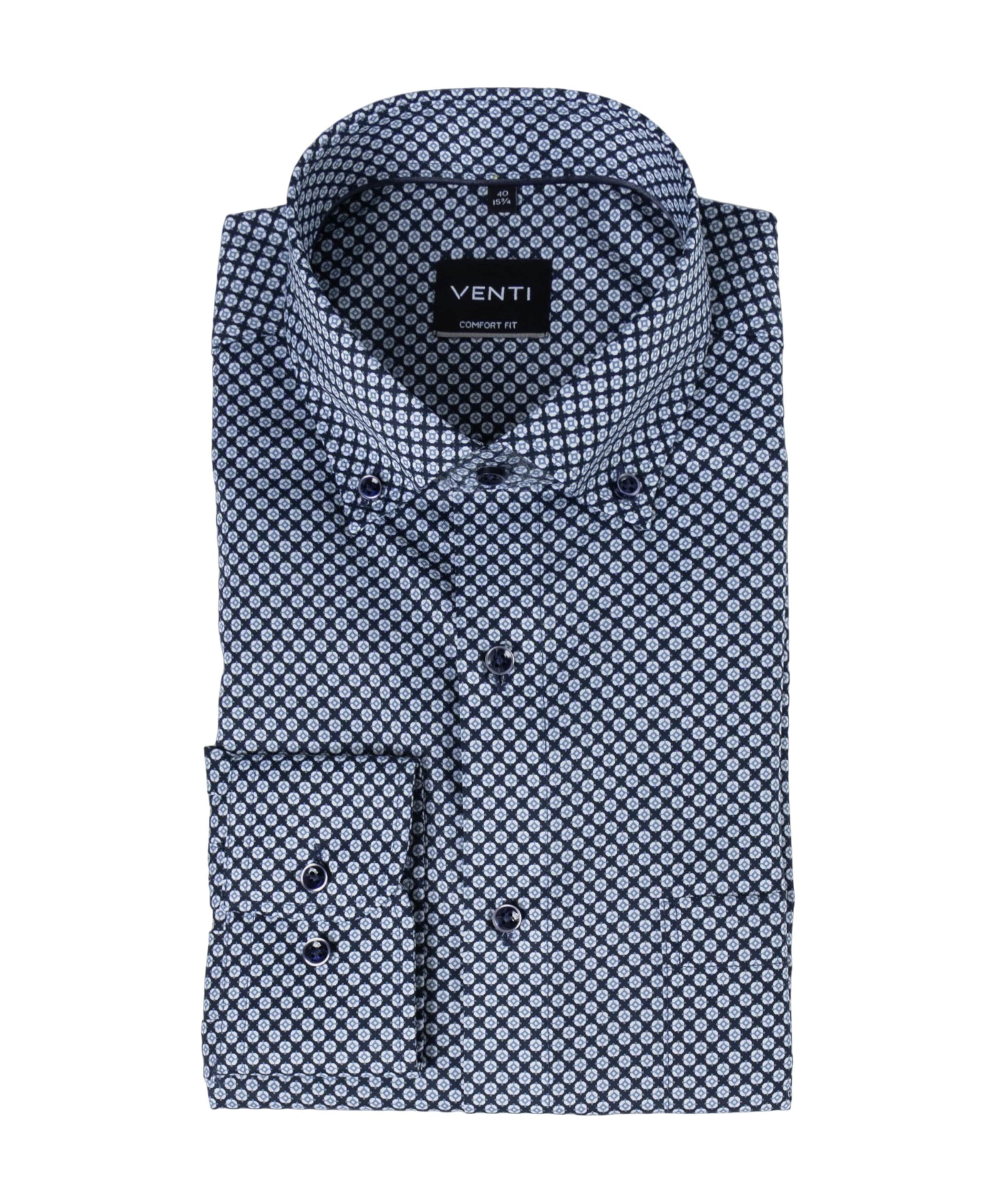 Heren overhemd lange mouw blauw
