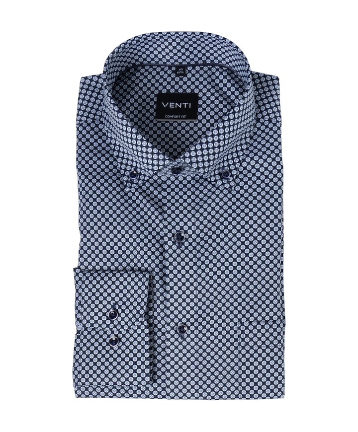 Heren overhemd lange mouw blauw
