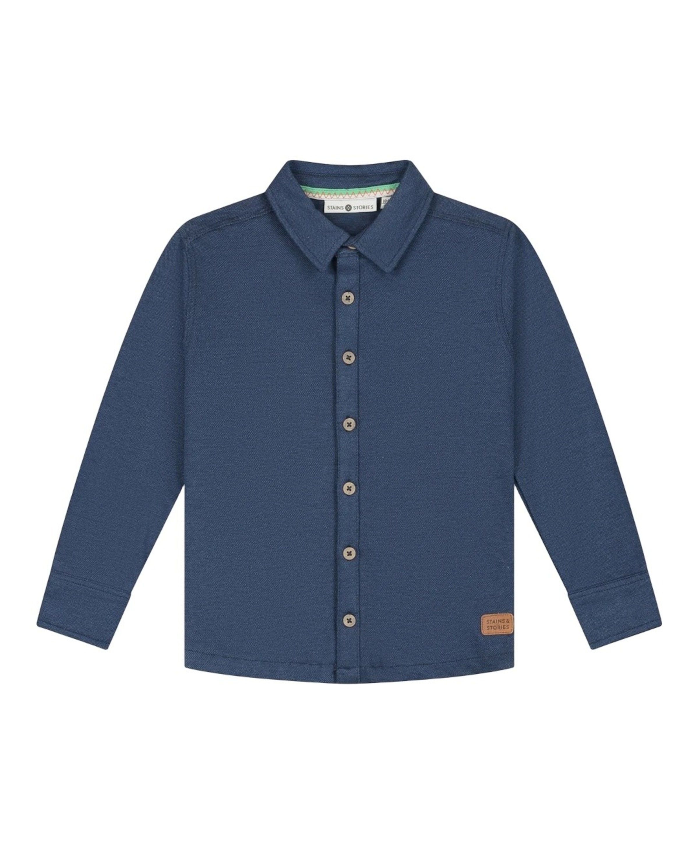 Jongens overhemd lange mouw blauw