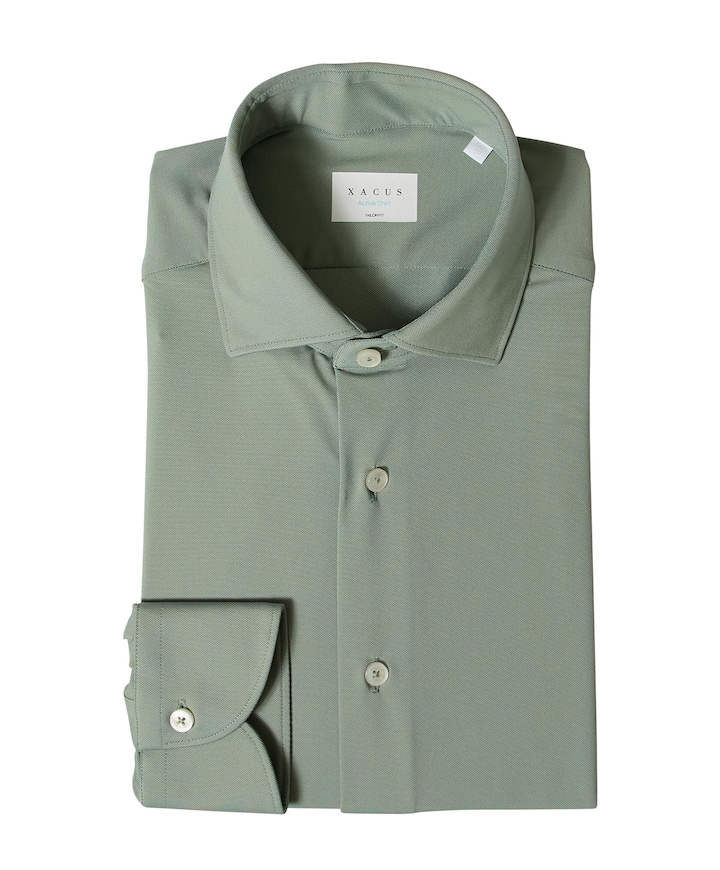 Heren overhemd lange mouw groen