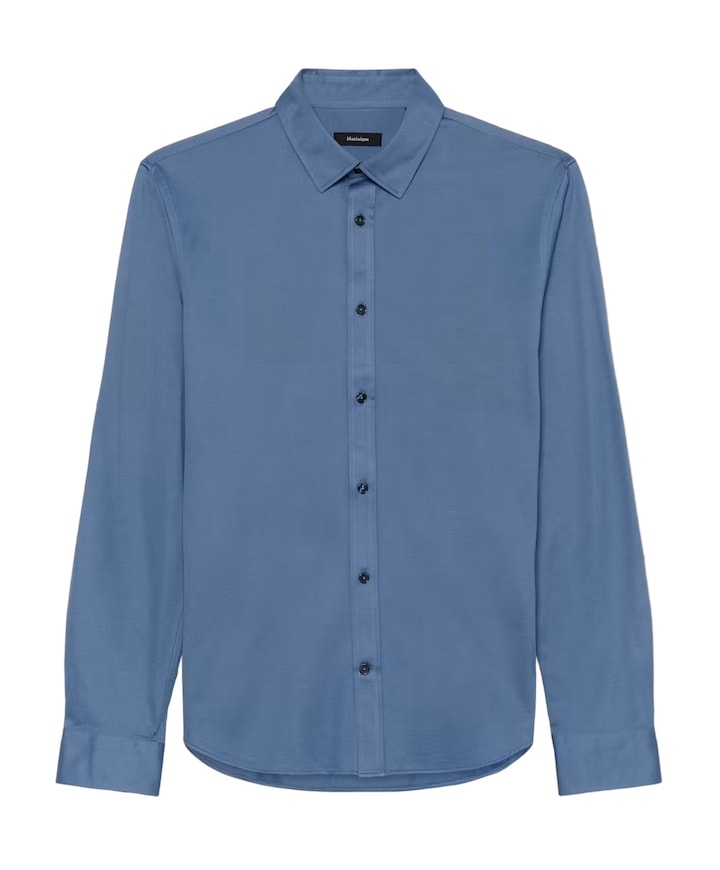 Heren overhemd lange mouw blauw