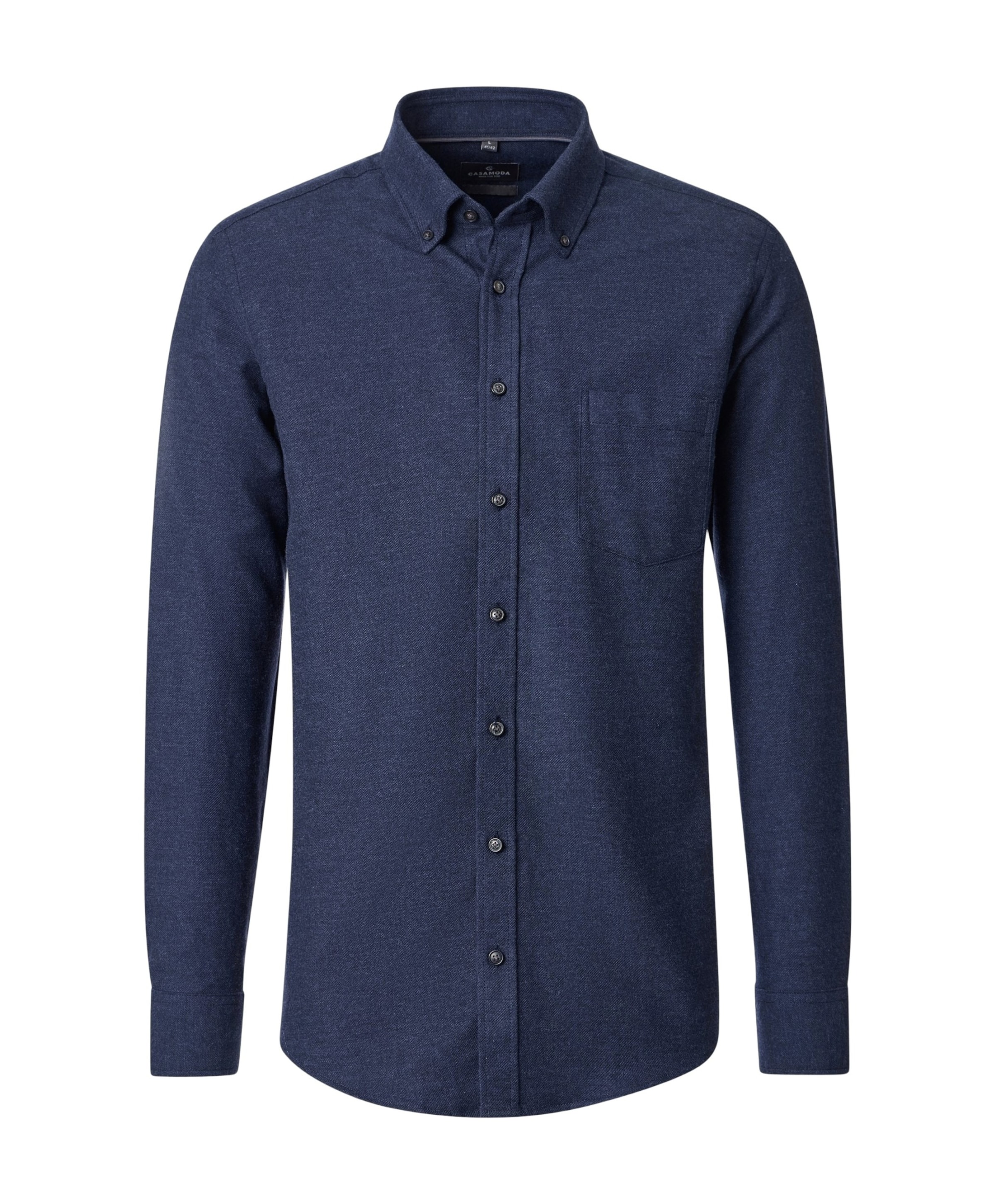 Heren overhemd lange mouw blauw
