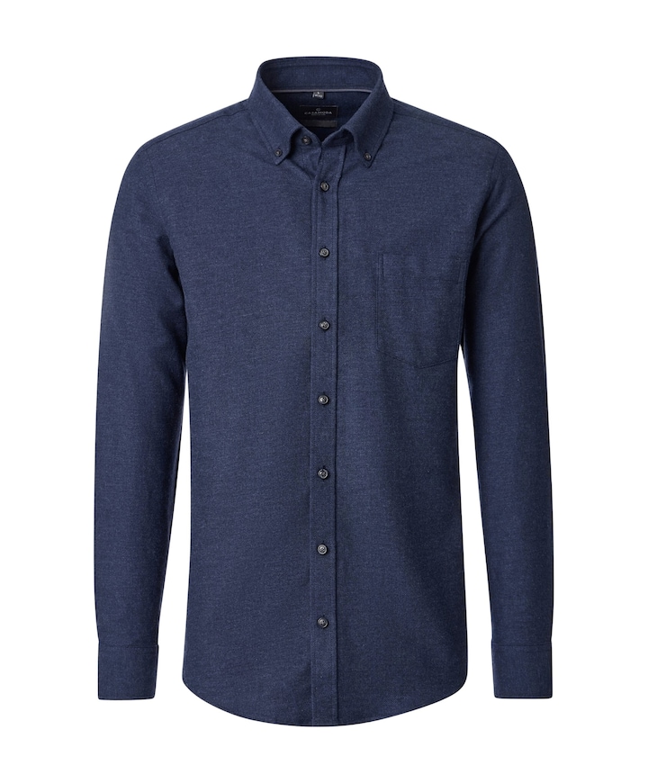 Heren overhemd lange mouw blauw